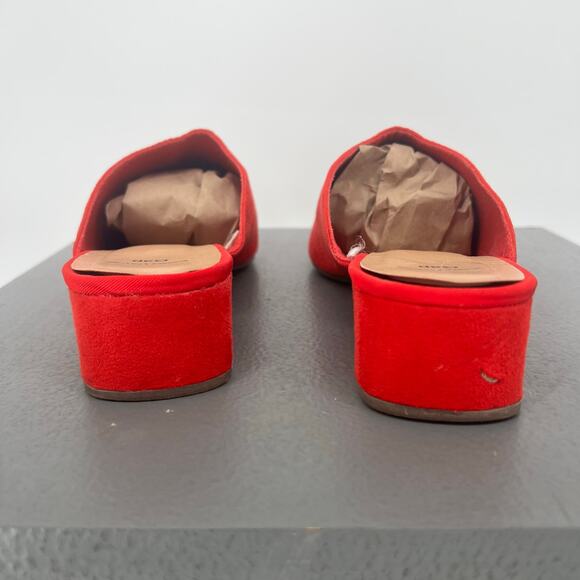 Gap Red Faux Suede Heeled Mules Women's Size 9 - Picture 4 of 5